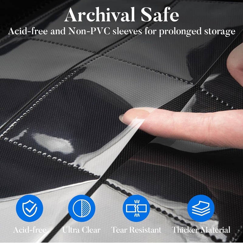 Fabmaker Premium 9 Pocket Card Binder for 360 Cards, PU Cover Trading Card Binder, Sturdy Card Collection Album, Sleek Card Holder Folders for Game Cards & Sports Cards, Black - Image 4